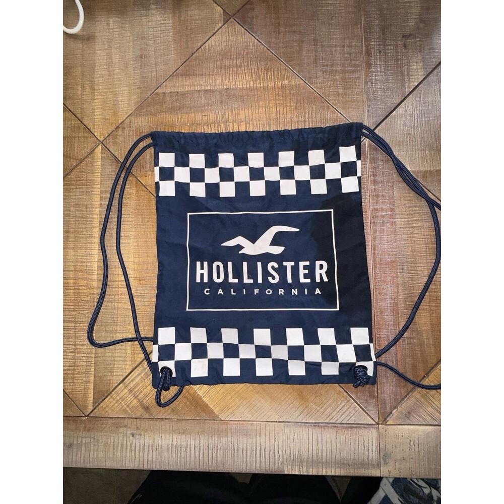 Navy blue Hollister California drawstring cinch bag